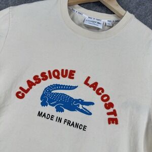 Lacoste Shirt Mens Medium White Classique Made In France Croc Graphic Tee